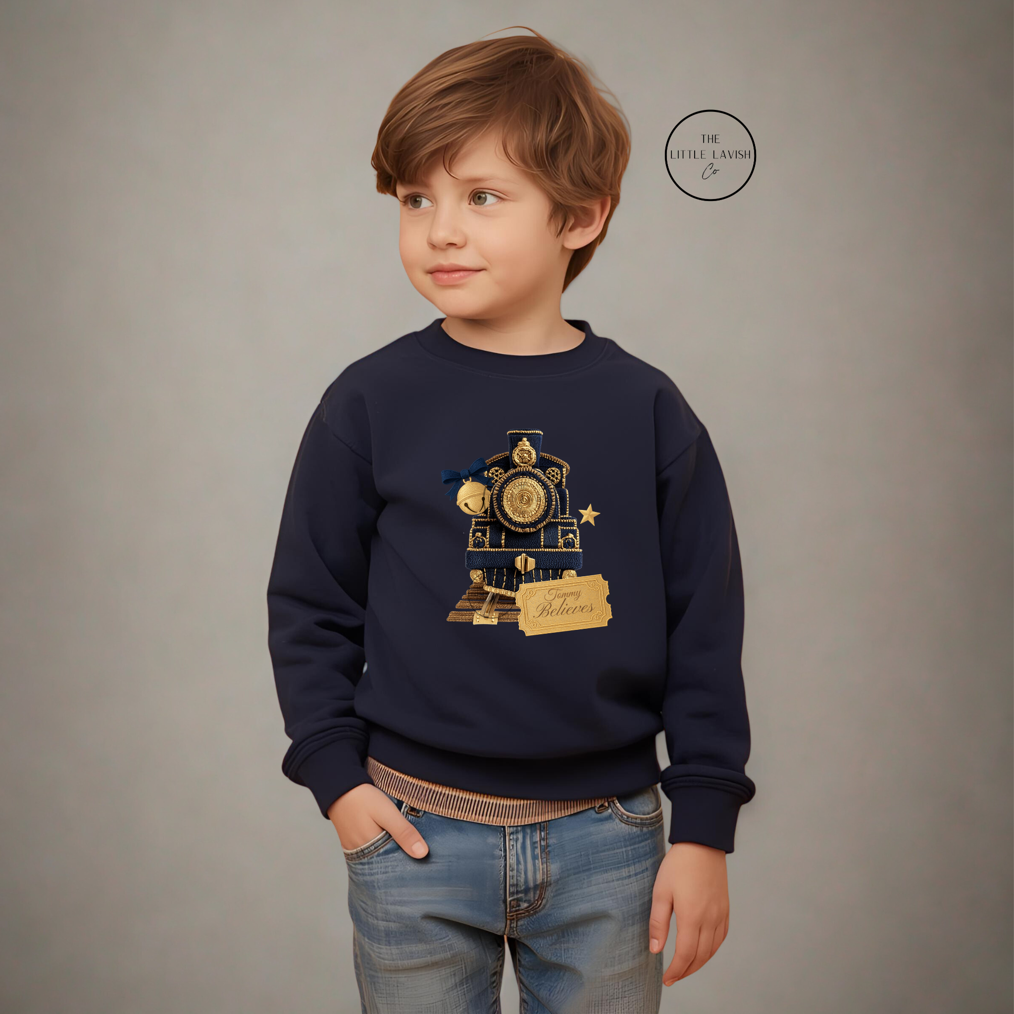 Personalised Christmas Navy Express Train Sweatshirt