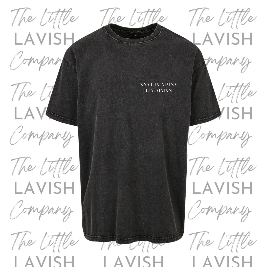 Personalised Roman Numerical Acid Washed Oversized Tee image 0