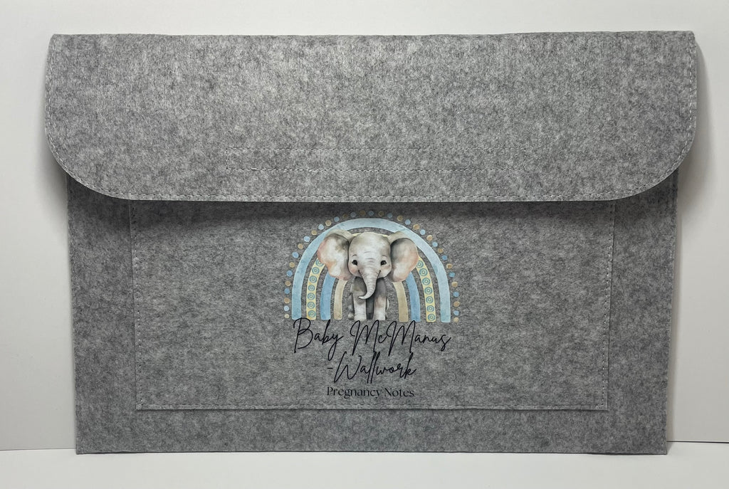 Personalized Elephant Themed Pregnancy Notes Folder / Maternity Baby Journey IVF image 1