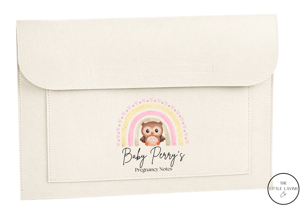 Personalised Owl Themed Pregnancy Notes Folder / Maternity Baby Journey