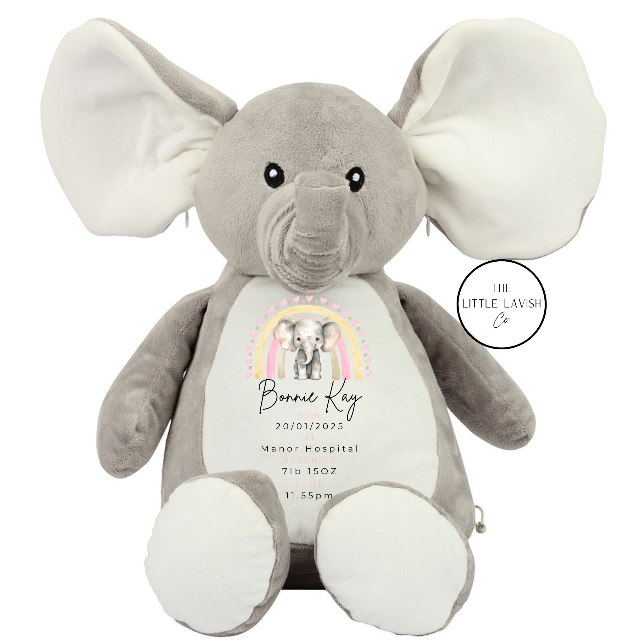 Personalised Soft Plush Elephant – 45cm Keepsake Baby Gift