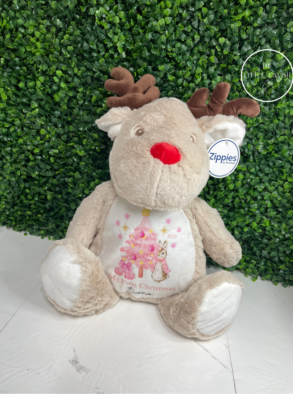 Personalised Zippie Reindeer – Baby’s First Christmas Keepsake Gift