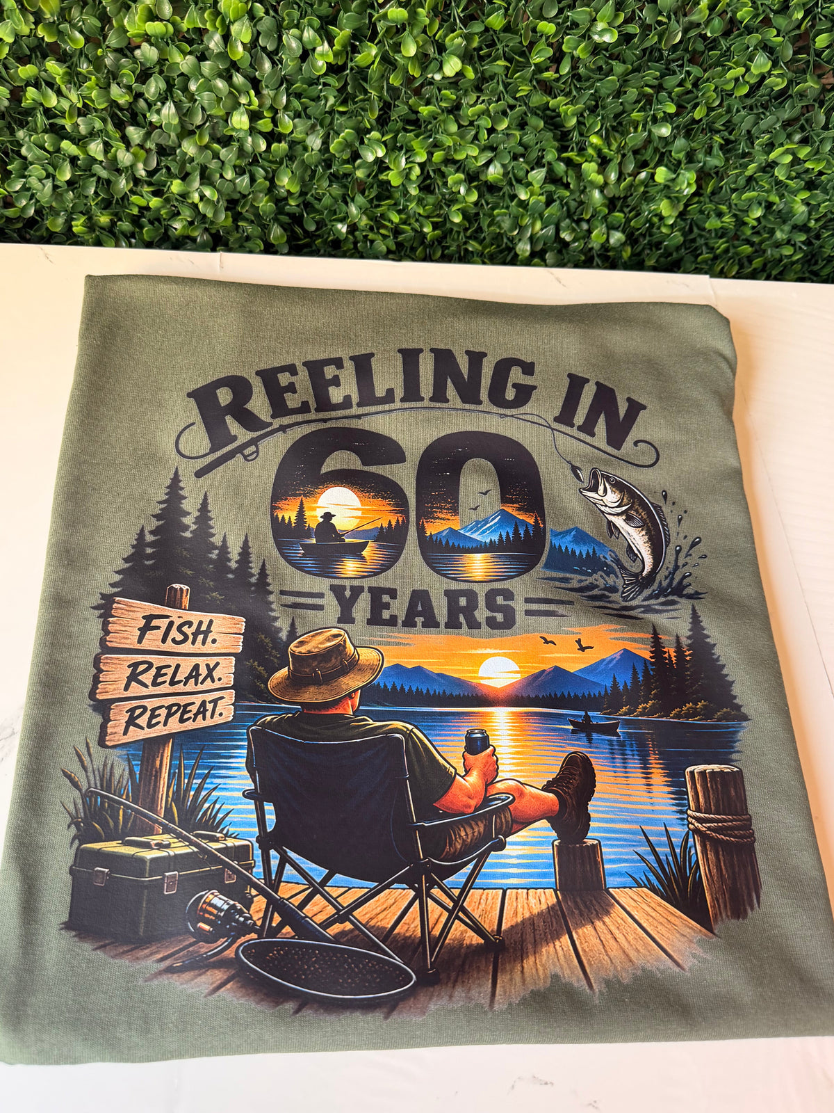 60th Birthday Fishing T-Shirt for Men