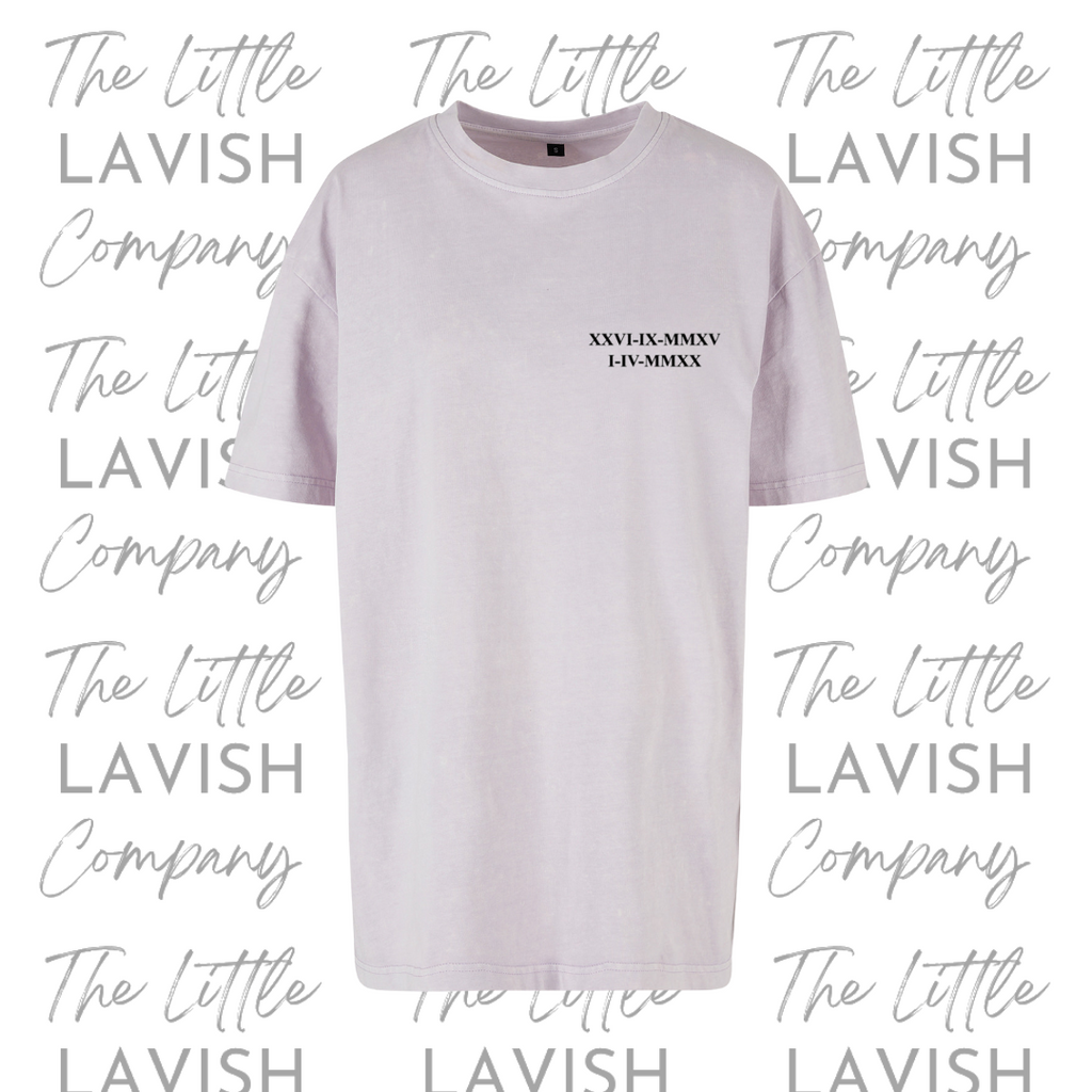 Personalised Roman Numerical Acid Washed Oversized Tee image 1