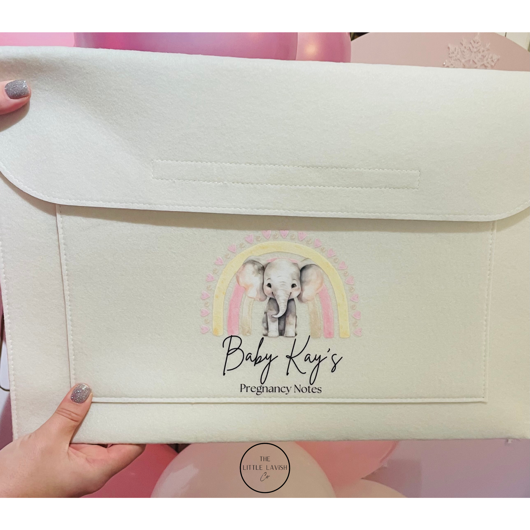 Personalized Elephant Themed Pregnancy Notes Folder / Maternity Baby Journey IVF image 0