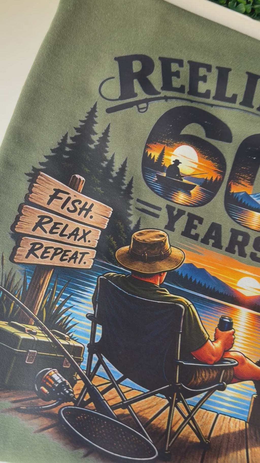 60th Birthday Fishing T-Shirt for Men